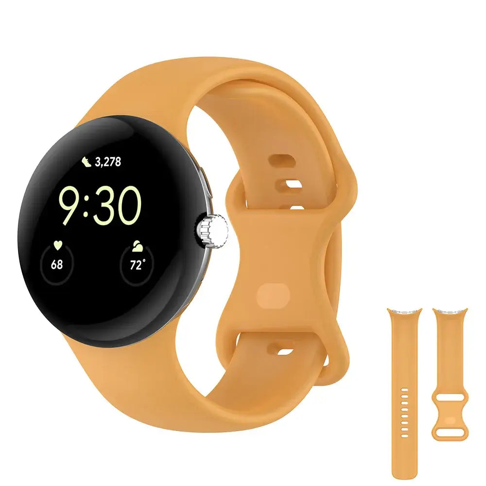 Smooth Silicone Google Pixel Watch Band in Golden Yellow