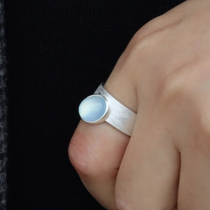Simulated Moonstone Ring, Adjustable, 925 Sterling Silver, photo 4