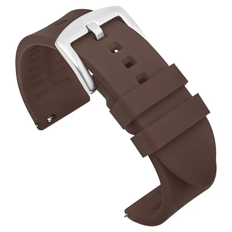 Suunto Smooth Silicone Band with Textured Underside – Brown / Silver Buckle