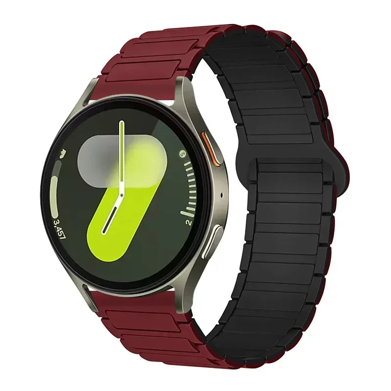 COROS Ribbed Magnetic Silicone Loop Band – Wine Red / Black