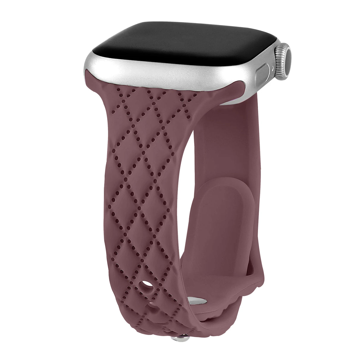 Diamond-Pattern Slim Silicone Apple Watch Band in Mauve