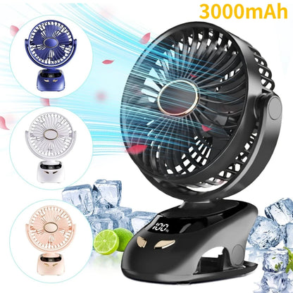 Rechargeable Clip-On Golf Cart Fan, 6 in Cordless Fan with 5 Speeds