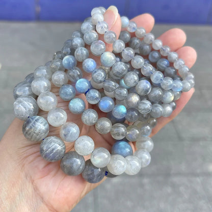Gray Moonstone Bead Bracelet, Stretch, photo 5