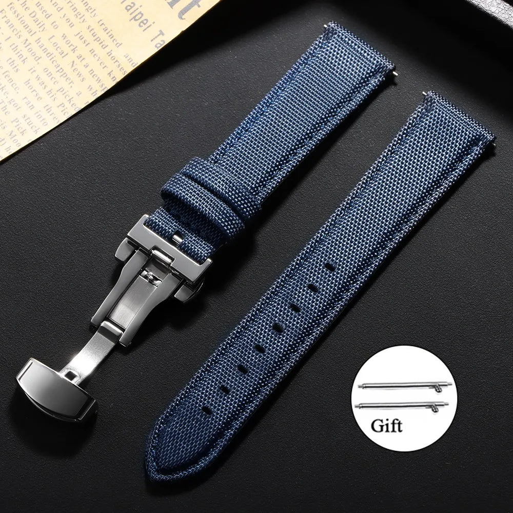 COROS Sailcloth Nylon Watch Band with Butterfly Clasp - Navy Blue