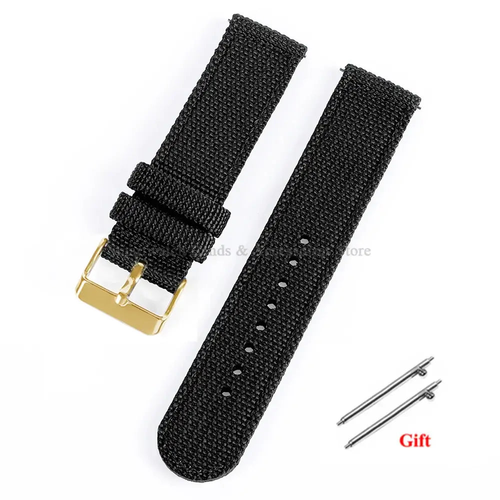 Woven Nylon Band with Buckle Options in Black / Gold Buckle for compatible Huawei watches
