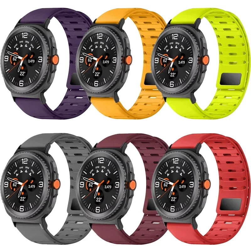 Samsung Galaxy Silicone Watch Band - Magnetic Watch8/Watch8 Classic/Watch9/Ultra/Ultra2 in multiple colors.