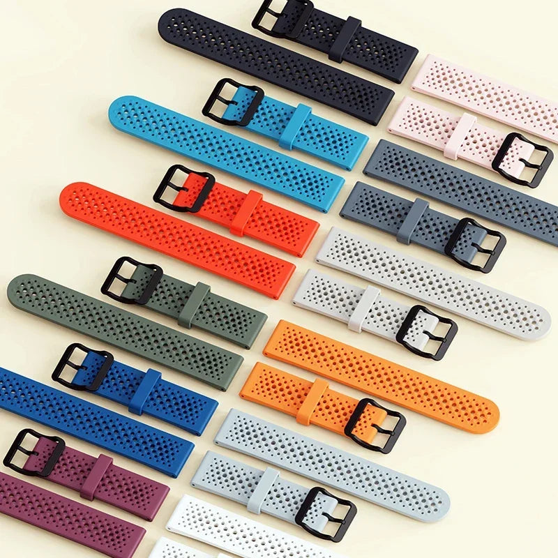 Perforated Silicone Buckle Band for Motorola Moto — Solid and two-tone band color assortment