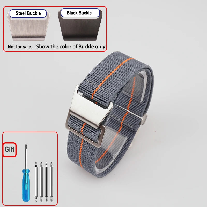 Motorola Moto Elastic Nylon Parachute Watch Band — Dark Gray / Orange