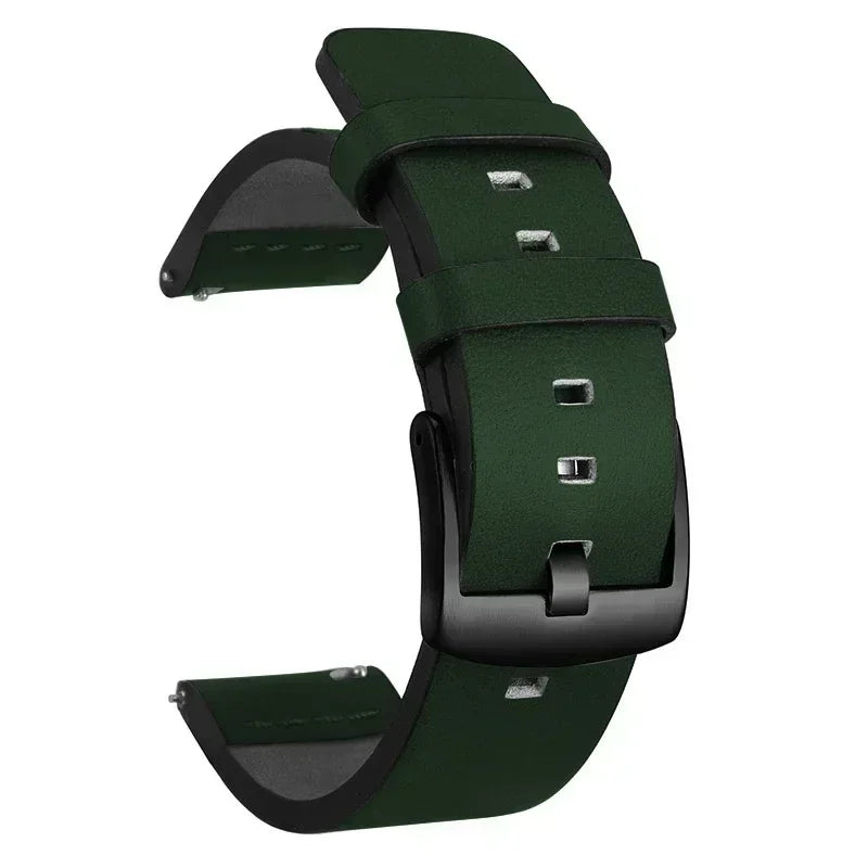 COROS Leather Watch Band with Square Adjustment Holes - Green - Black Buckle
