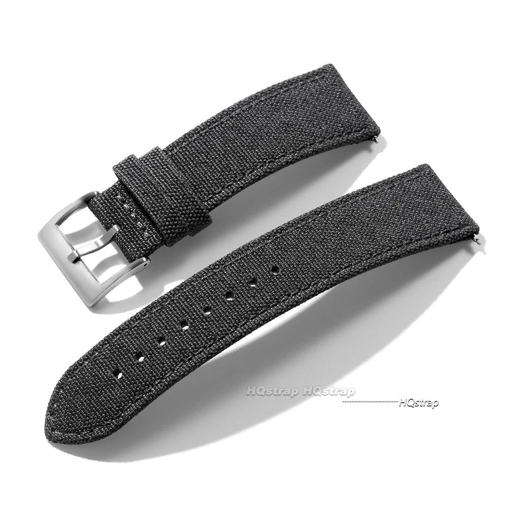 Polar Sailcloth-Style Nylon Band with Leather Lining — Black