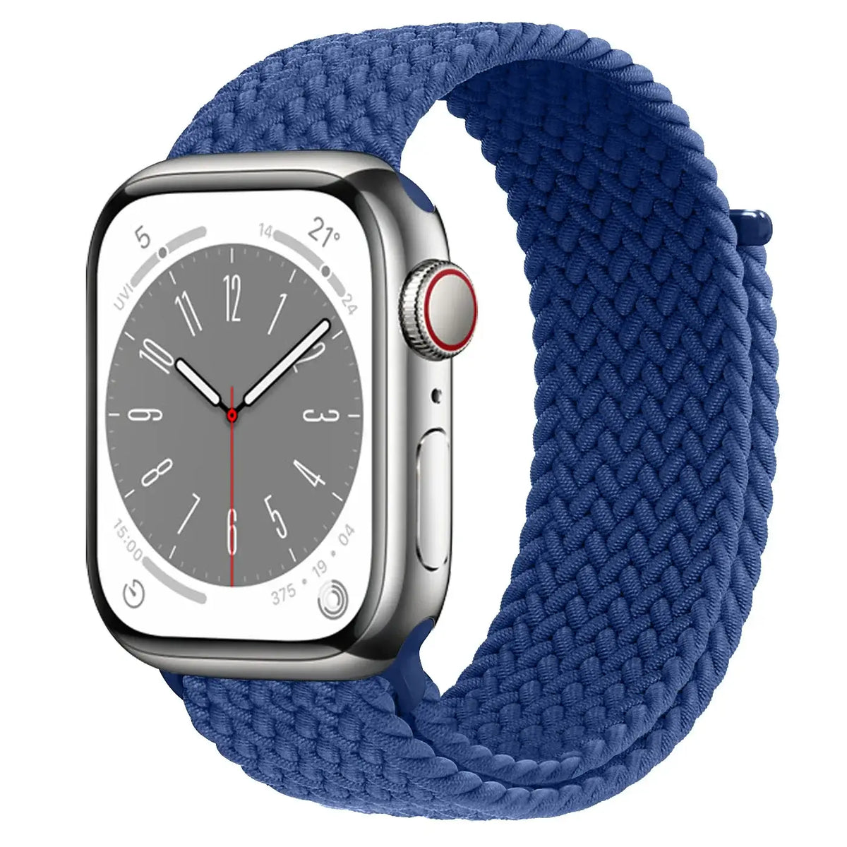 Royal Blue braided nylon Apple Watch band with hook-and-loop closure