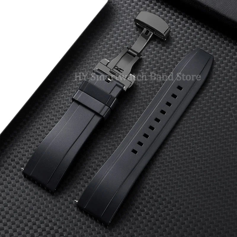 Silicone Butterfly Clasp Band in Black with Black Clasp