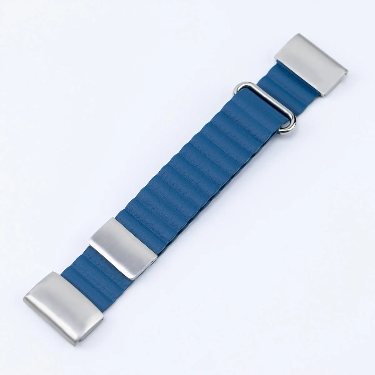 Garmin QuickFit Ribbed Magnetic Leather Band in Steel Blue
