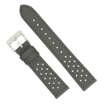 Garmin 18/20/22mm Quick Release Perforated Sailcloth Rally Band in Army Green with Silver Buckle