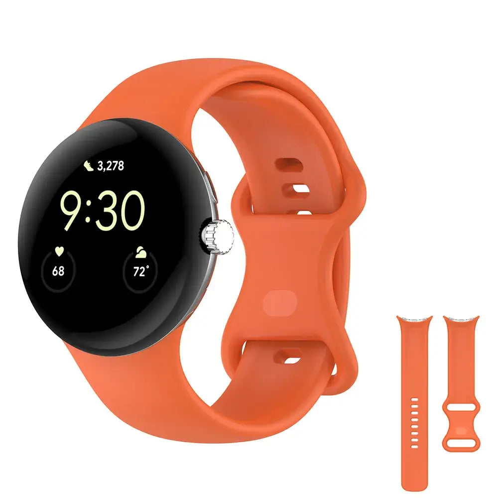 Smooth Silicone Google Pixel Watch Band in Orange