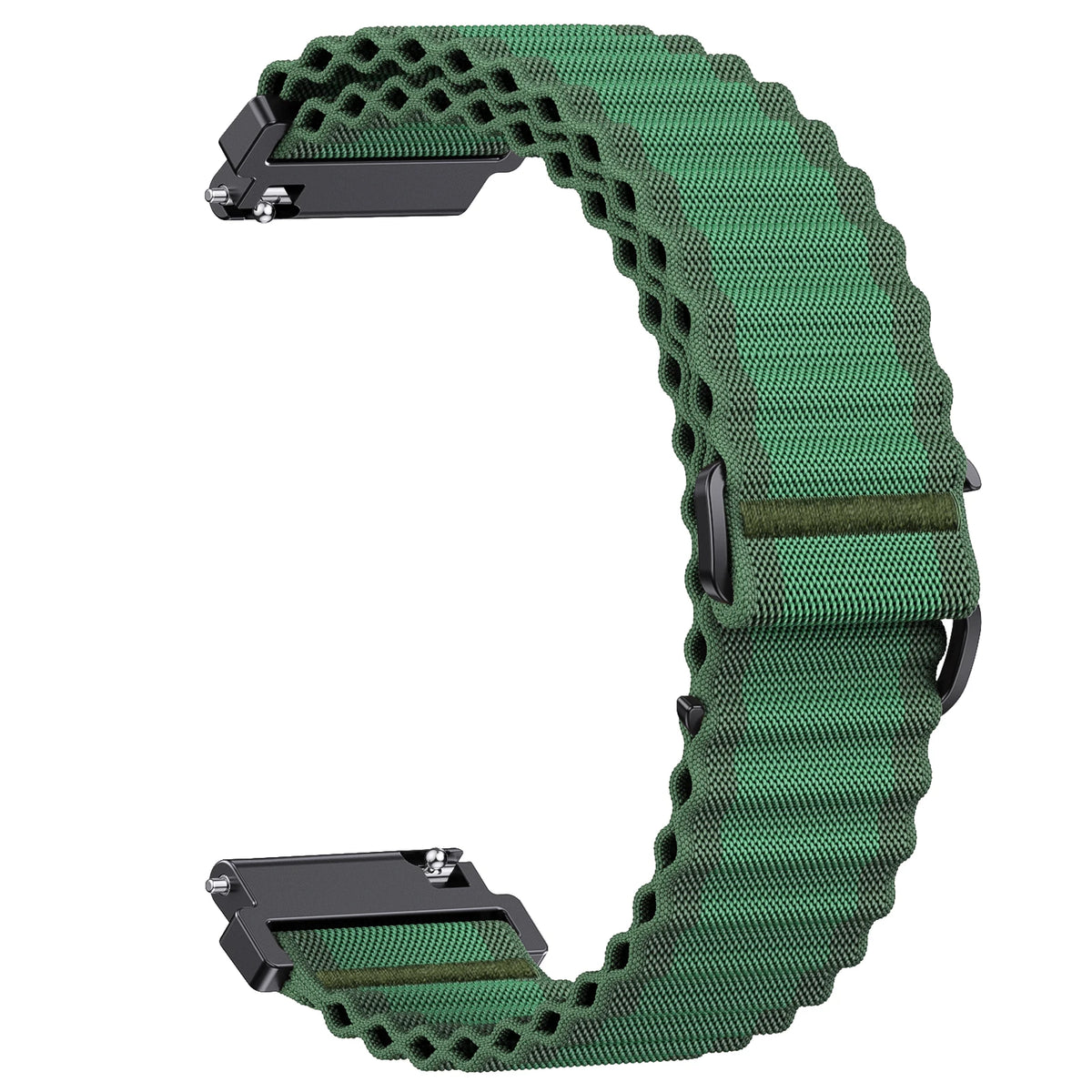 Polar Ocean-Style Ribbed Nylon Loop Band — Green
