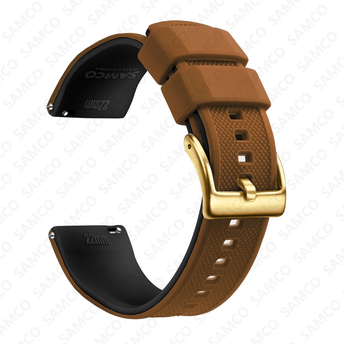 COROS Textured Silicone Watch Band with Buckle Choices - Brown / Black - Gold Buckle
