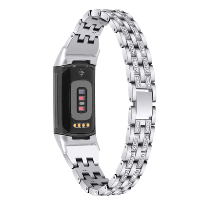 Stylish diamond strap for Fitbit Charge 5, combining elegance with durability for everyday smartwatch wear.