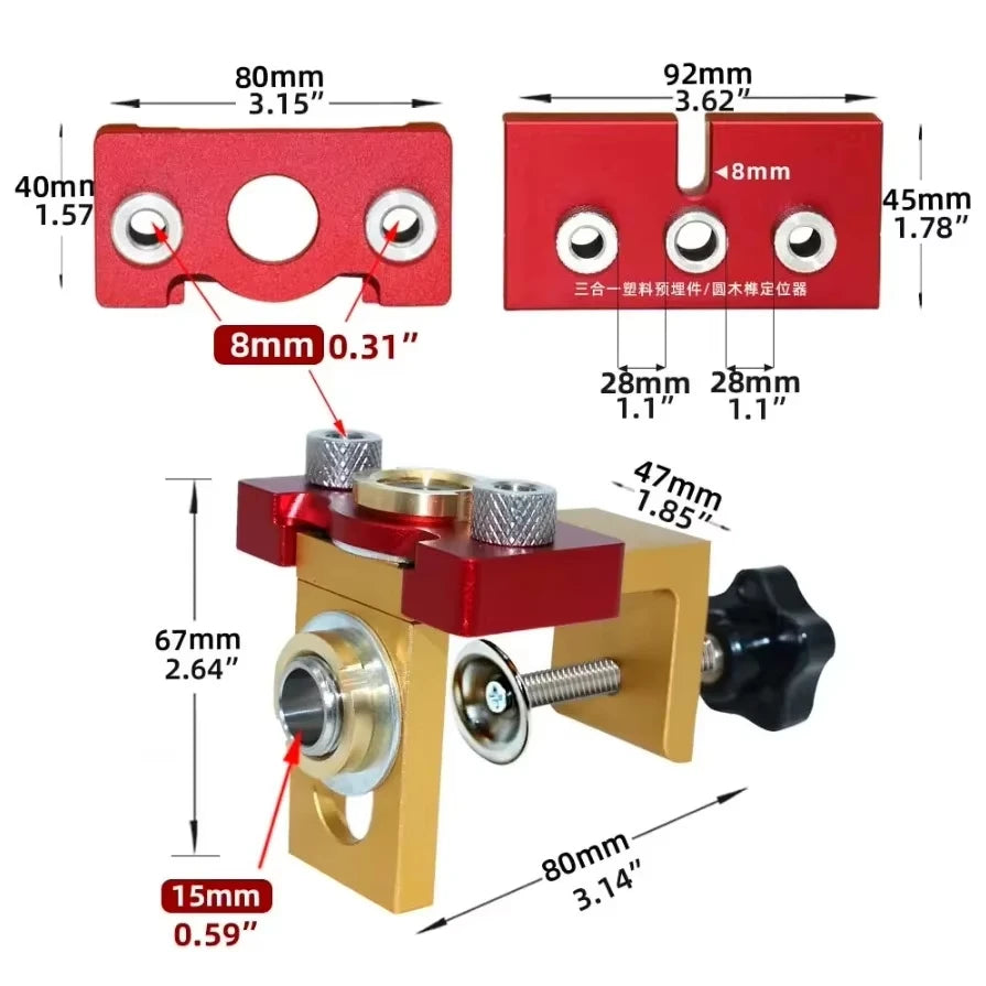 3-in-1 Doweling Jig Kit for Dowels & Cam Lock Fittings