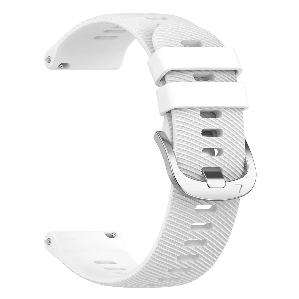 Motorola Moto Textured Silicone Band with Color and Buckle Options — White / Silver Buckle