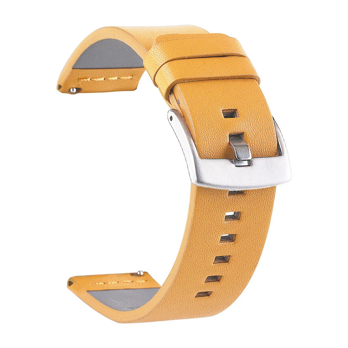 COROS Leather Watch Band with Square Adjustment Holes - Golden Tan - Silver Buckle