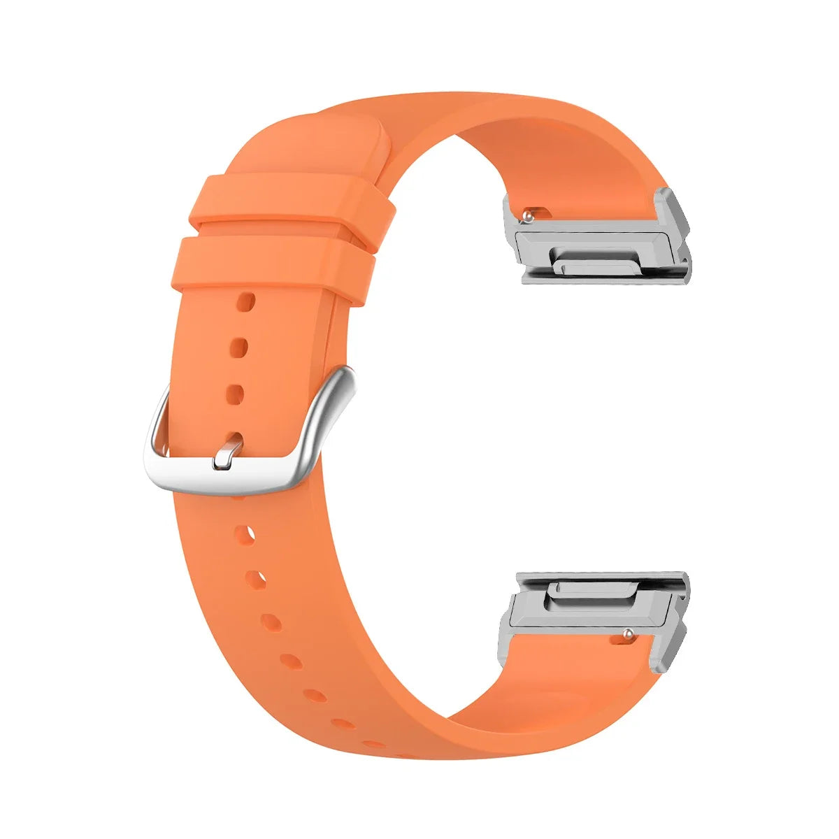 Garmin silicone watch strap in vibrant orange, flexible band designed for comfort and durability, ideal replacement for smartwatch.