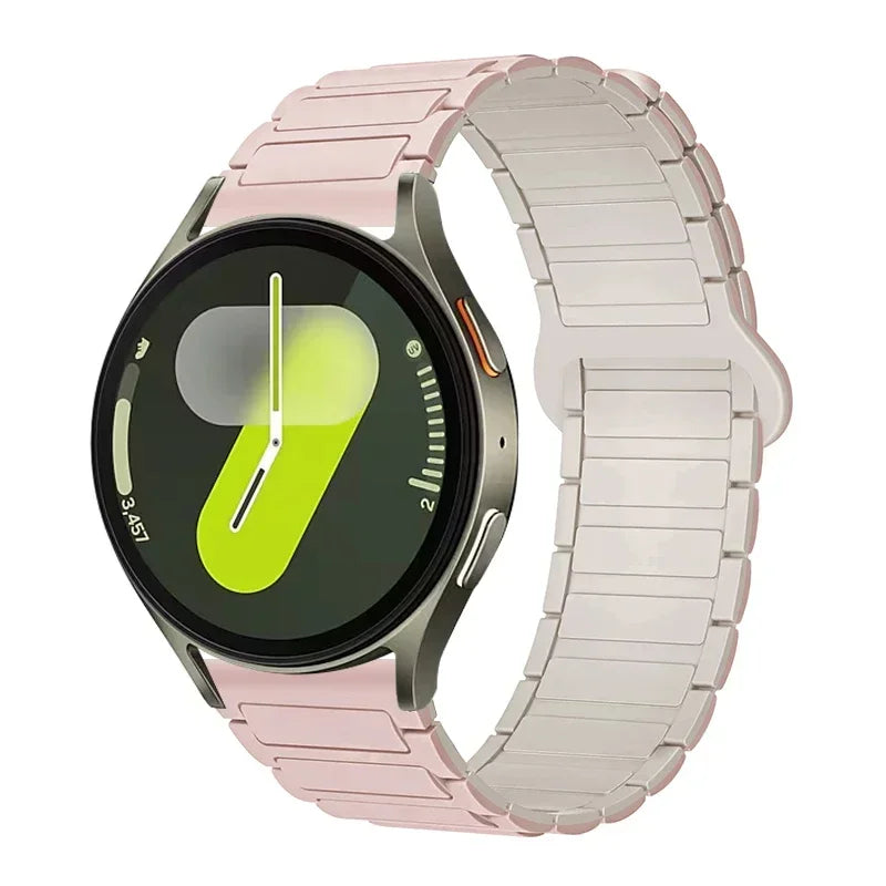Polar Ribbed Magnetic Silicone Loop Band — Pink / Cream