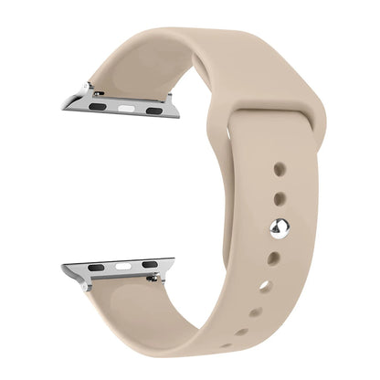 Apple Watch silicone strap in beige, comfortable waterproof band for stylish daily wear.