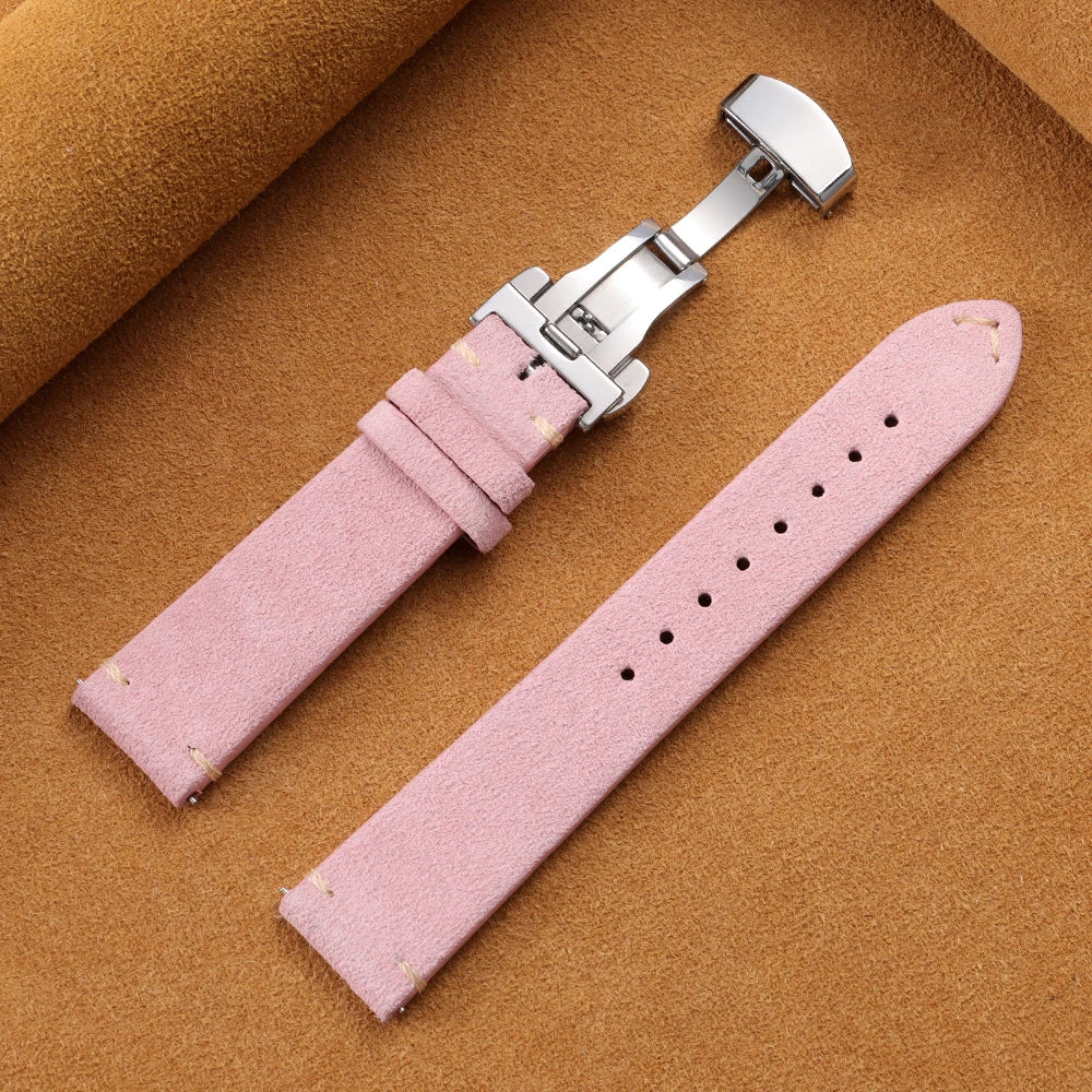 Suede Butterfly Clasp Band in Pink