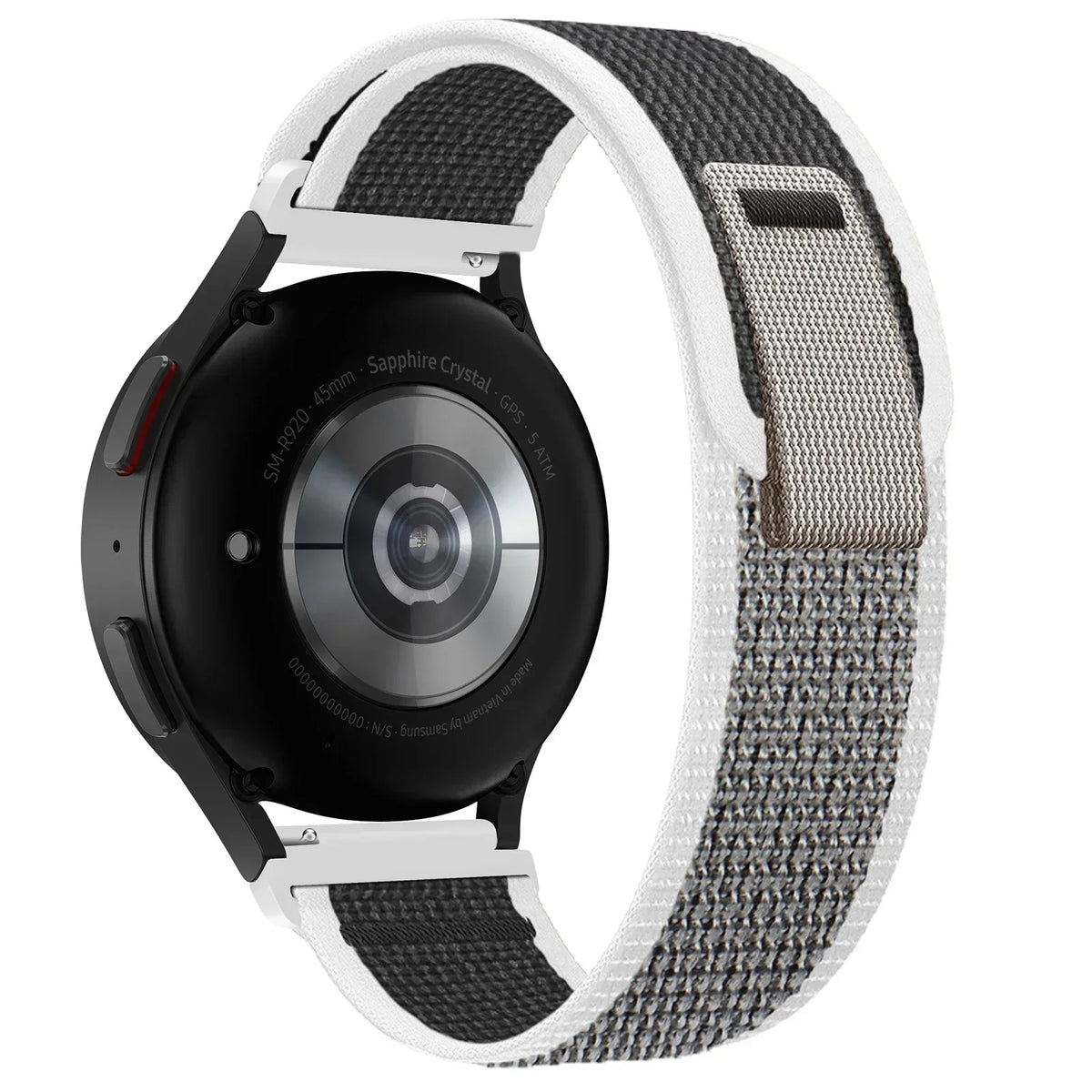 Polar Nylon Trail Loop Watch Band with Pull Tab — Gray / White