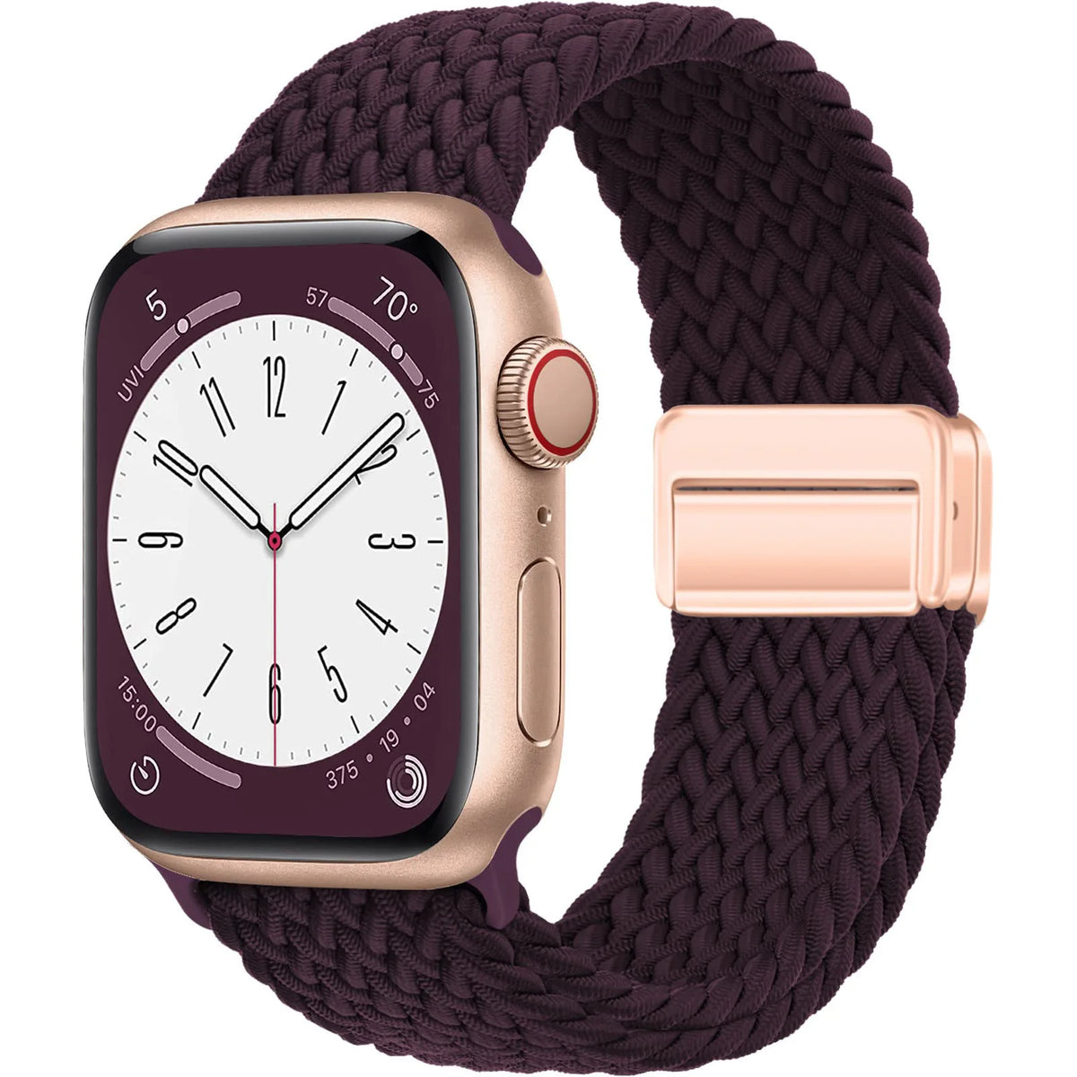 Braided Nylon Apple Watch Band with Magnetic Clasp in Deep Plum