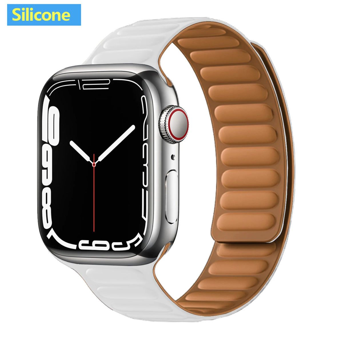 Magnetic Apple Watch Link Band - Leather & Silicone in Silicone / White