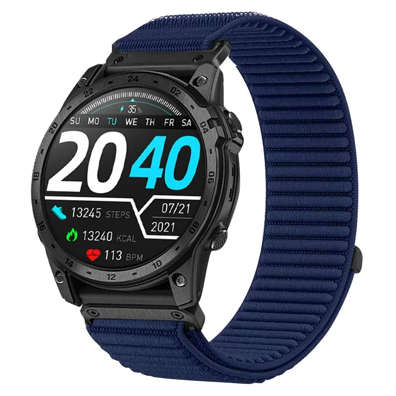 Garmin QuickFit 20/22/26mm Elastic Woven Nylon Hook-and-Loop Band - Dark Blue / 20mm