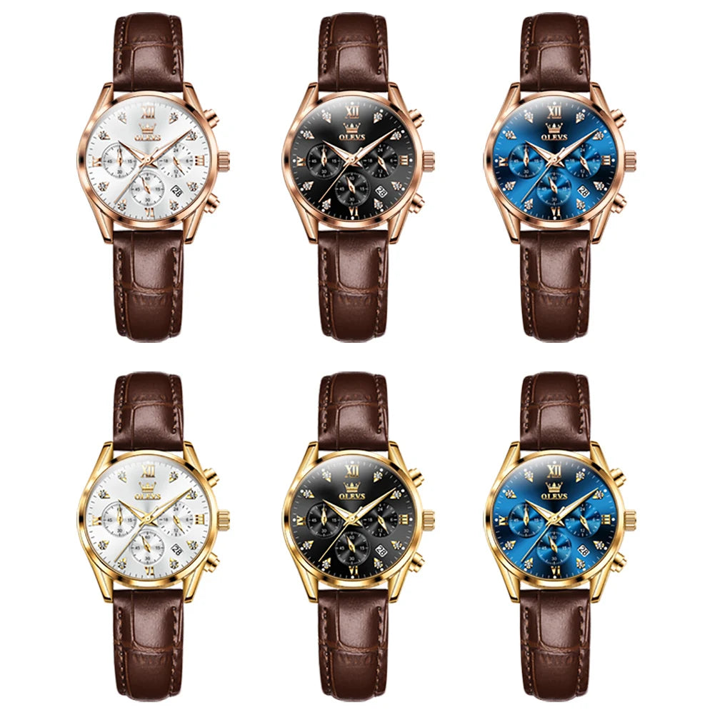Women's Multifunction Leather Quartz Watch — Six dial and case combinations — BandsCo Straps