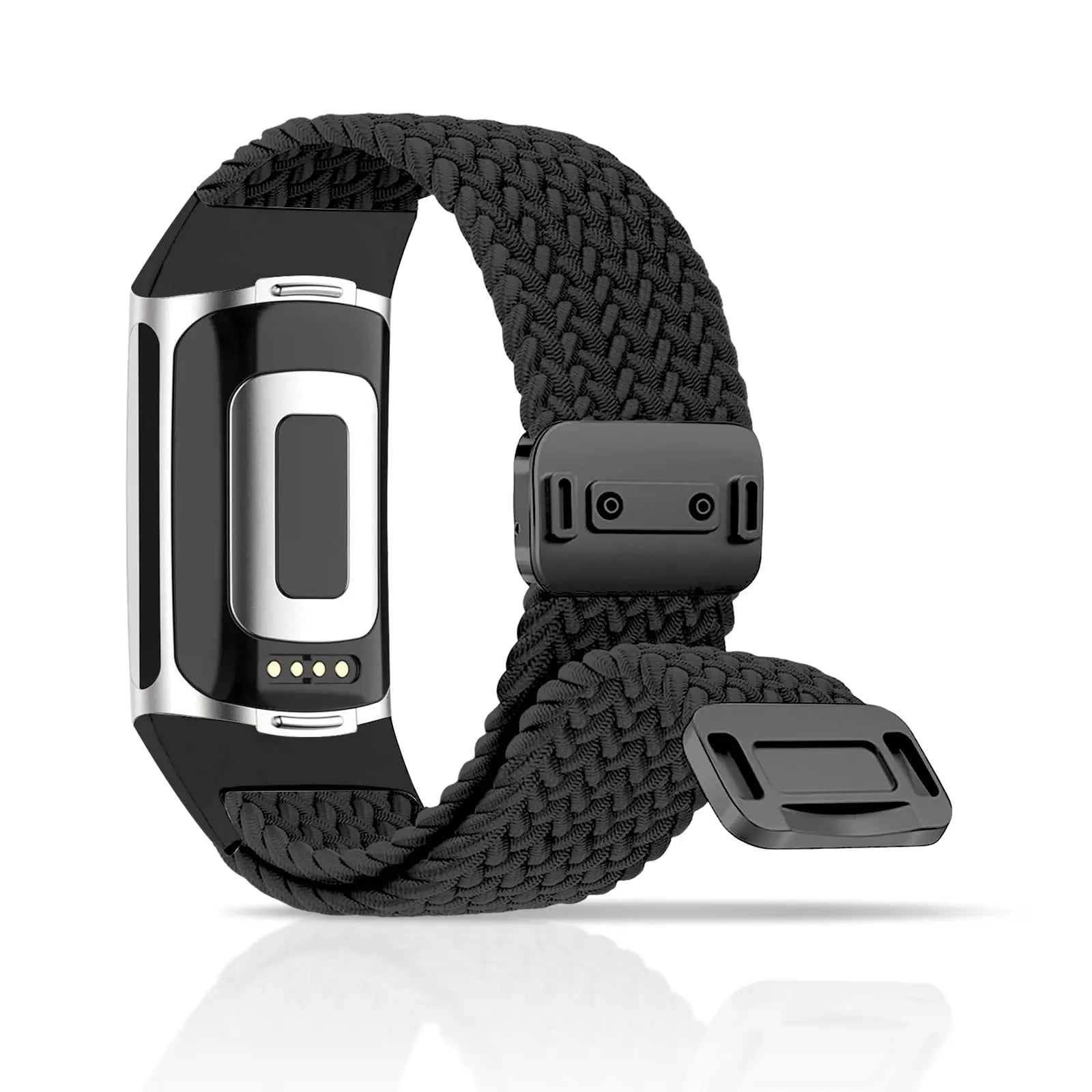 Fitbit Charge 5 & 6 braided band with magnetic buckle, stylish smartwatch strap for everyday wear.