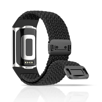 Fitbit Charge 5 & 6 braided band with magnetic buckle, stylish smartwatch strap for everyday wear.