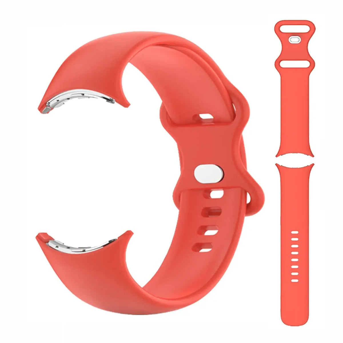 Silicone Google Pixel Watch Band - Two Strap Sizes in Coral Red