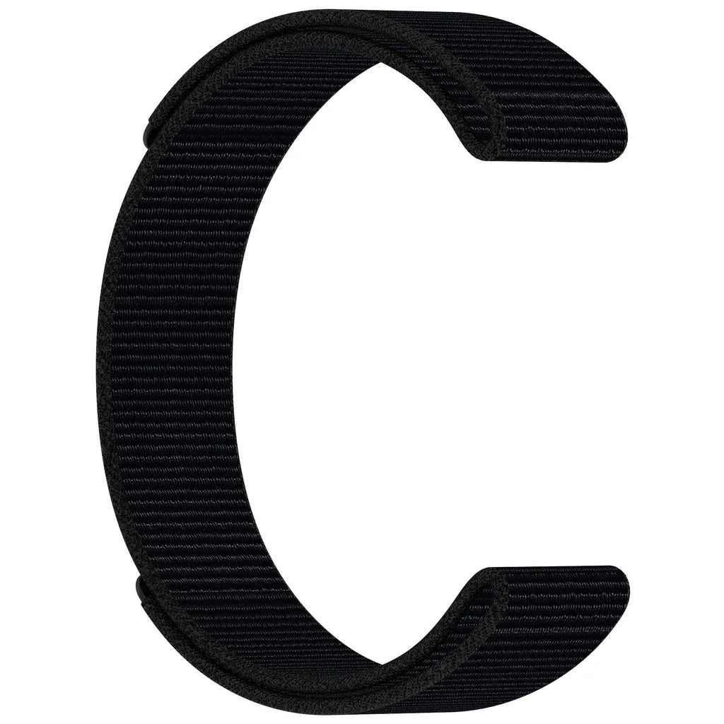 Garmin nylon loop band in black, designed for smartwatches, breathable and durable replacement strap.