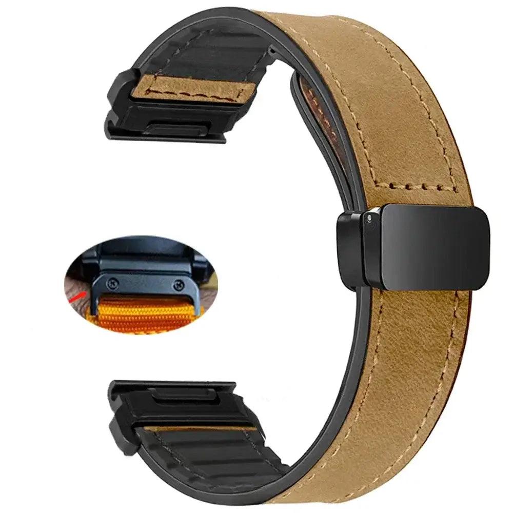 Garmin QuickFit Magnetic Leather Band in Tan - Style 2