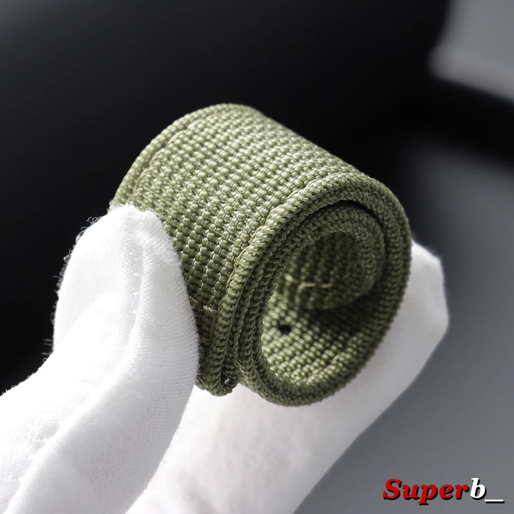 OnePlus Smartwatch Bands Ribbed Nylon Woven Canvas Fabric Quick Release Watch Straps rolled green fabric strap