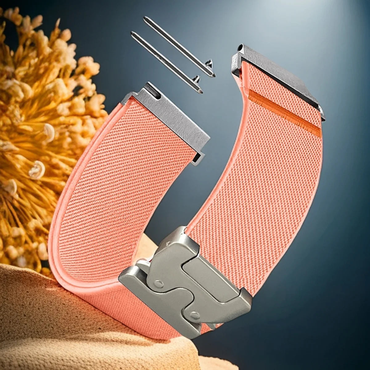 COROS Elastic Nylon Watch Band with Metal Clasp - Peach Pink