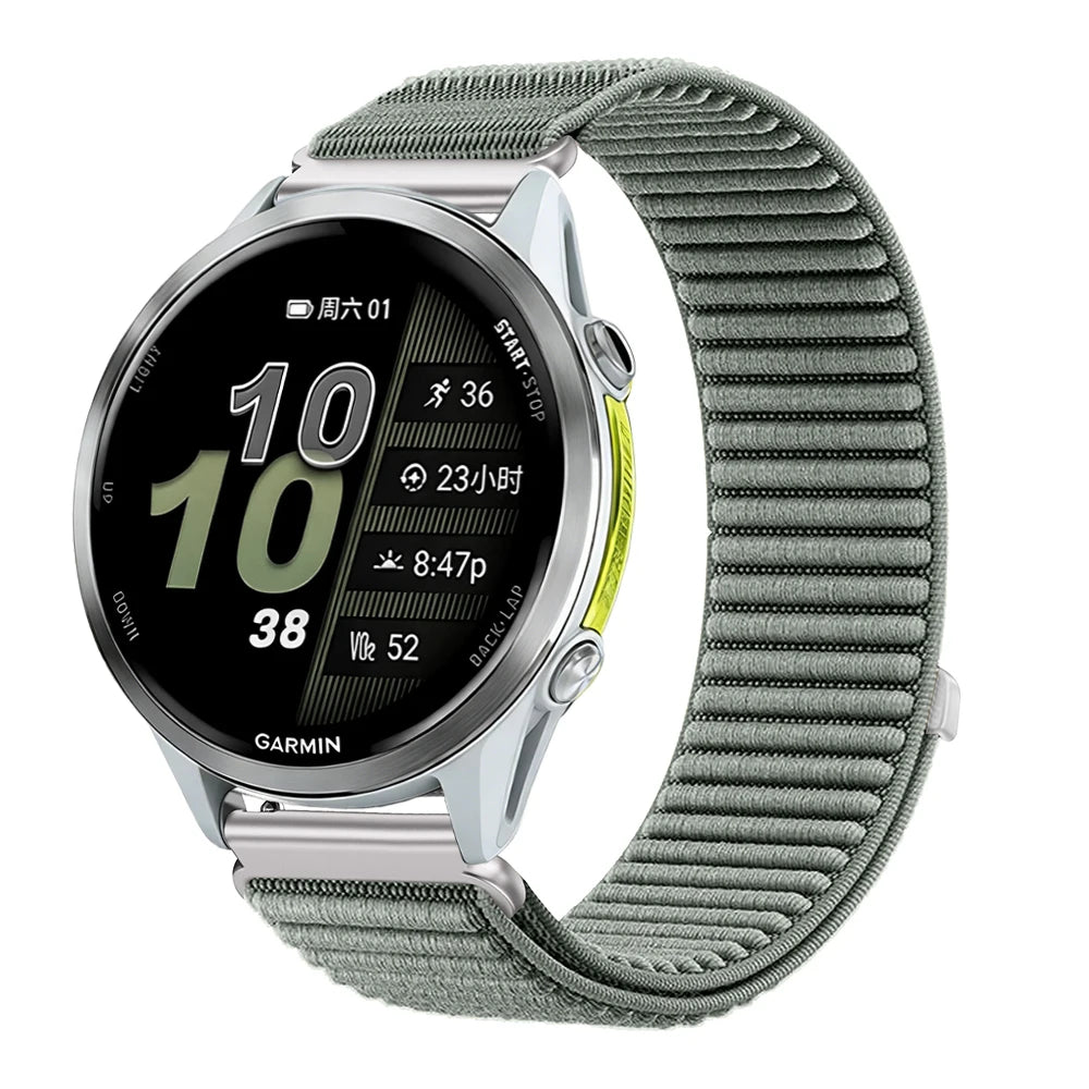 OnePlus Smartwatch Nylon Band Adjustable Breathable Sport Watch Strap in green with digital display.