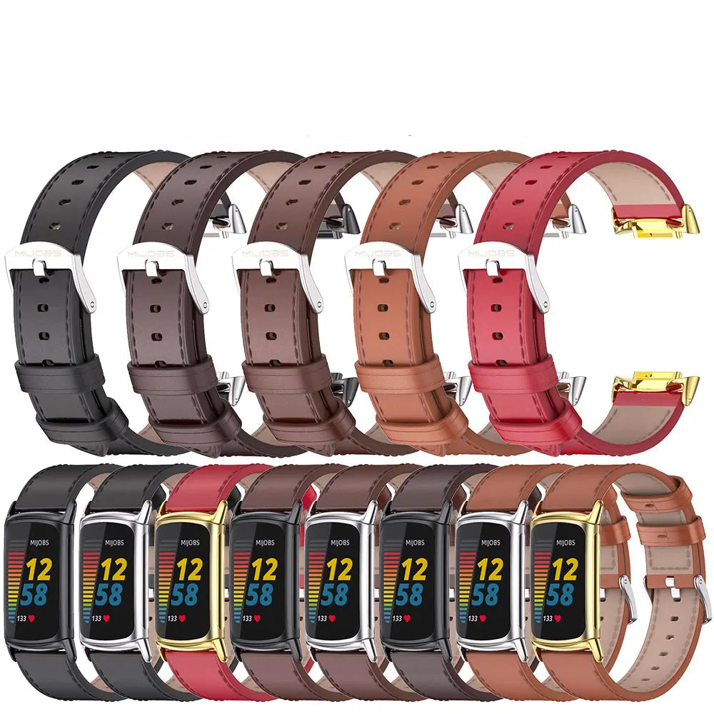 Collection of bandsco smartwatch straps in various colors for Fitbit Charge 5, stylish and comfortable for everyday wear.