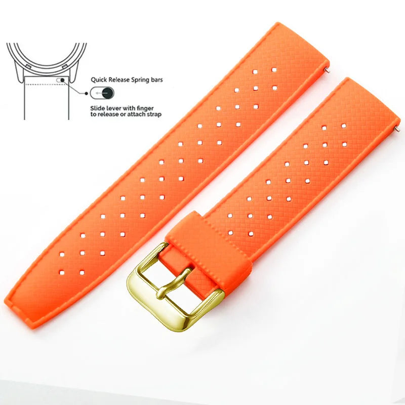 Tropic Silicone Band for Motorola Moto — Orange / Gold Buckle (Option 3)
