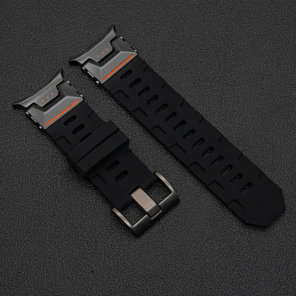Samsung Galaxy Silicone Sport Watch Band - Ultra/Ultra2 No Gaps in black with curved ends for a seamless fit.