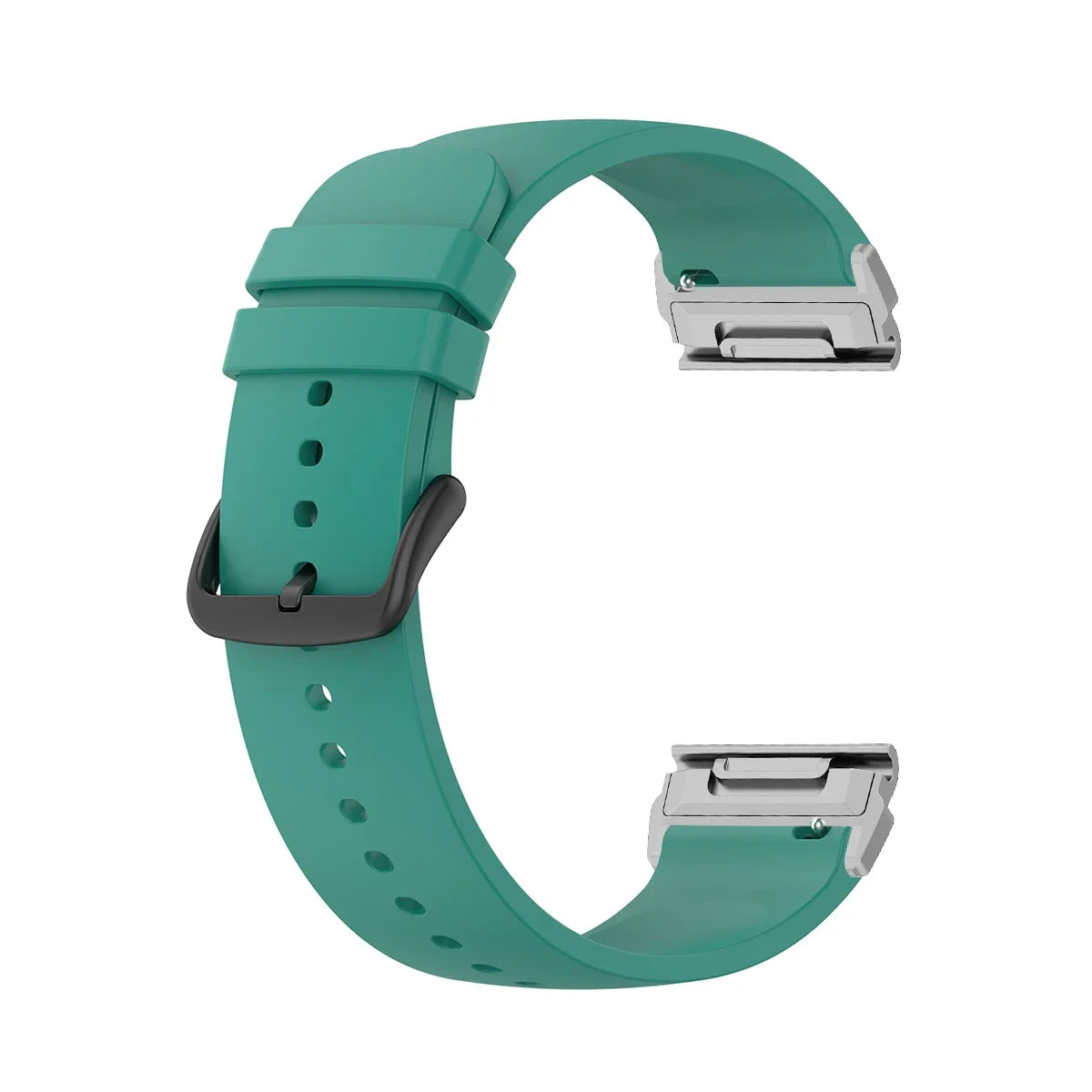 Garmin silicone watch strap in teal color, a comfortable and durable replacement band for smartwatches.