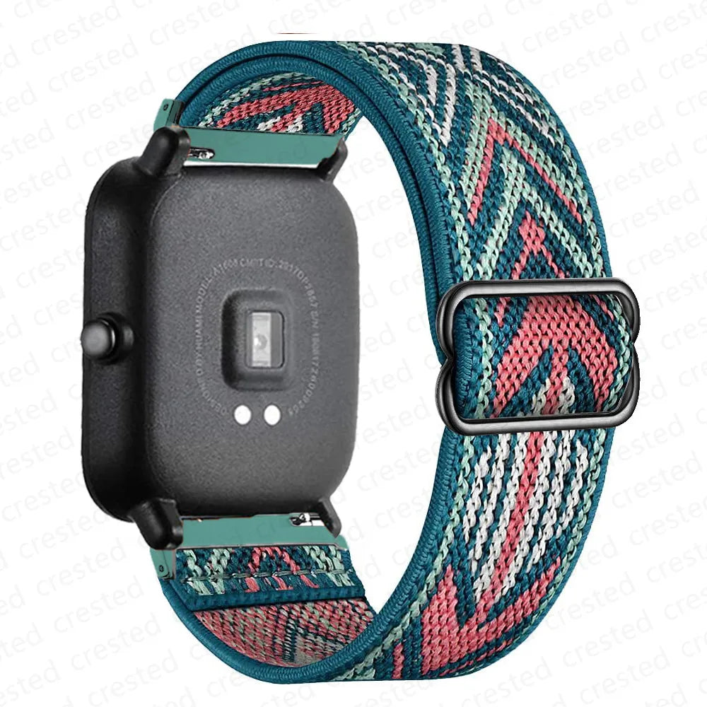 Adjustable Nylon Loop Band for Polar – Teal / Coral Chevron