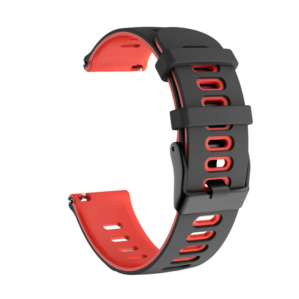 COROS Two-Tone Silicone Watch Band with Rectangular Holes - Black / Red