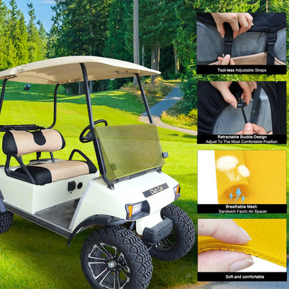 Golf Cart Seat Cover Set for Club Car, EZGO & Yamaha, Breathable Mesh