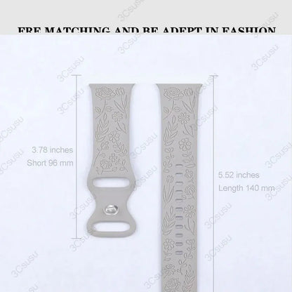 Garmin Rose Engraved Silicone Band — strap dimensions